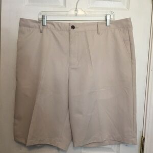 NWT Adidas Climalite Tan Flat Front Shorts Lightweight Casual 38